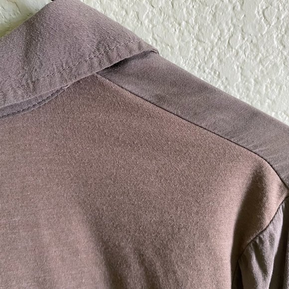 Ann Taylor Loft Green Button-Down Shirt Roll-tab Sleeves Spring Summer | Size MP - Picture 9 of 10